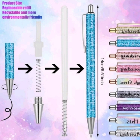 πΉοΈπ 1 pen π  choose day Funny 7 Days of Week Glitter black ink Ballpoint Pens - Picture 4 of 6